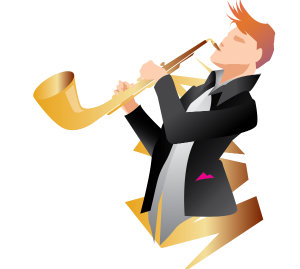 man playing trumpets